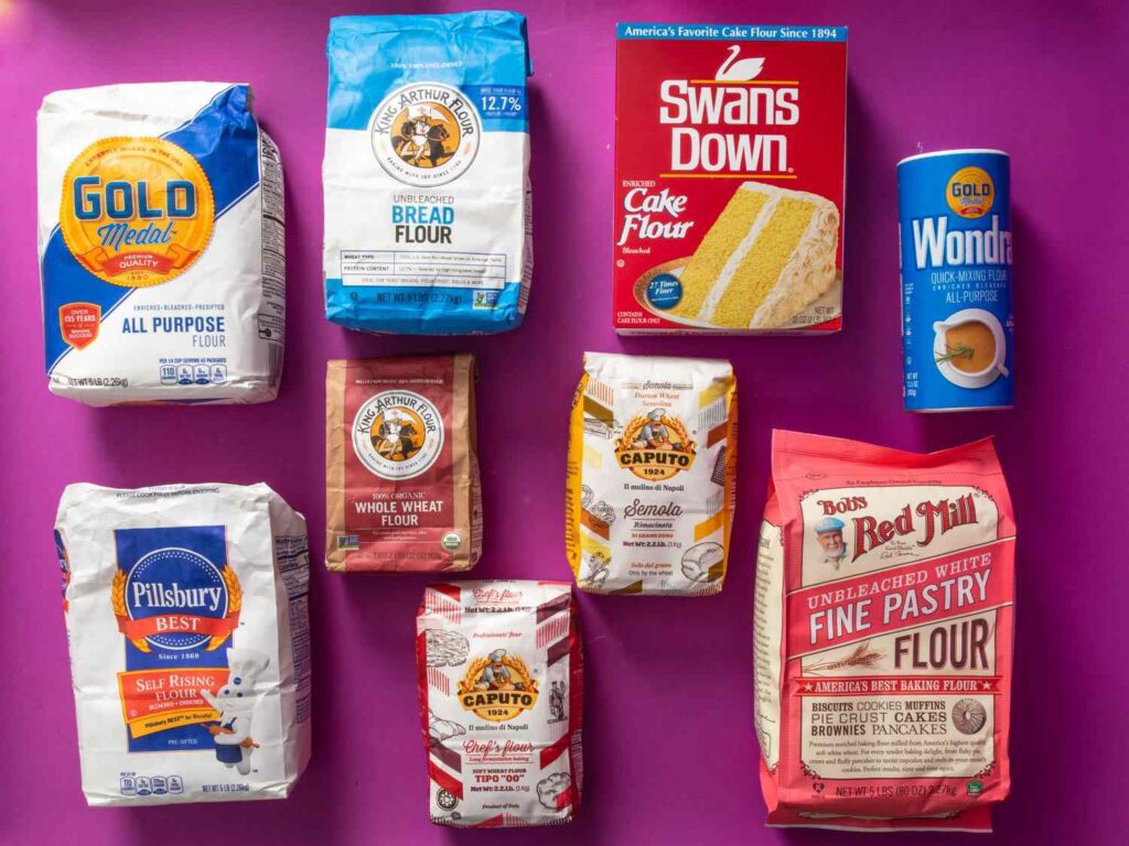 baking with different types of flours and their nutritional values