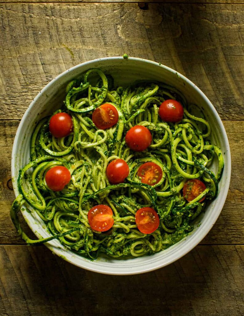 low carb zucchini noodles with pesto a light and refreshing meal