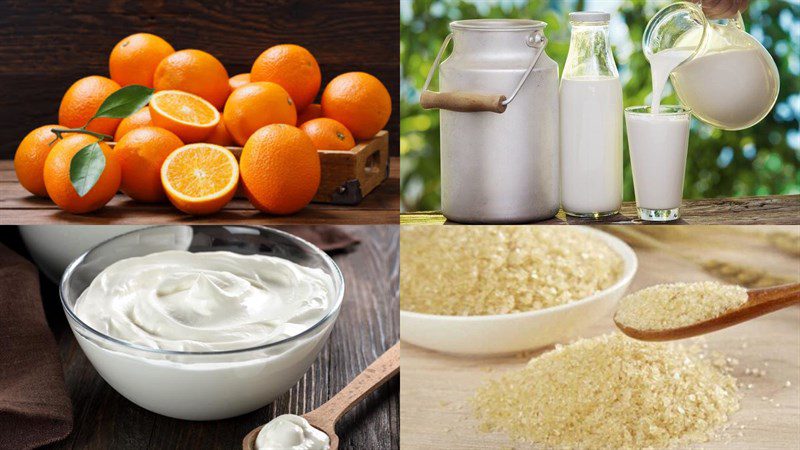 Ingredients for orange mousse and yogurt