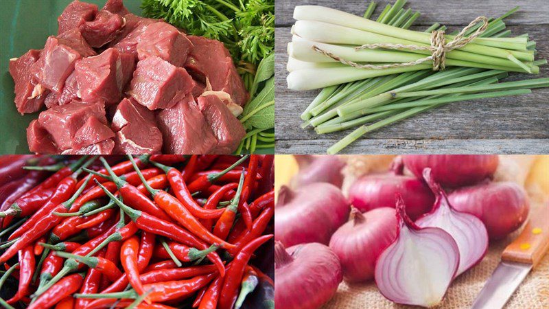 Ingredients for the dish Stir-fried Deer Meat with Betel Leaves and Stir-fried Lemongrass and Chili