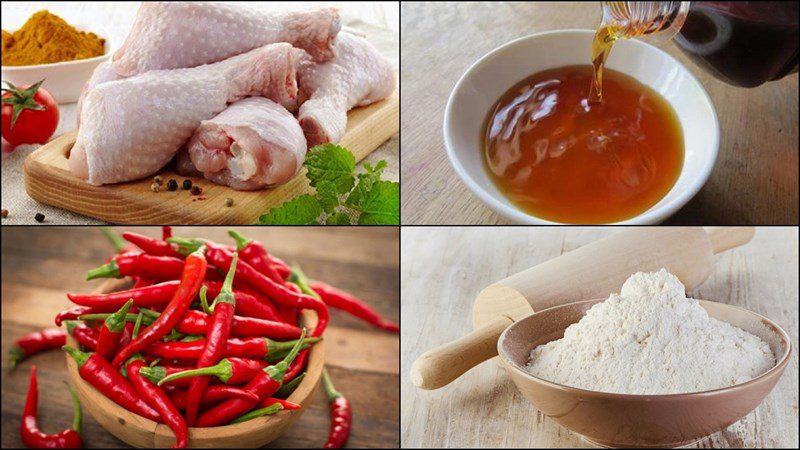 Ingredients for fried chicken thighs with fish sauce