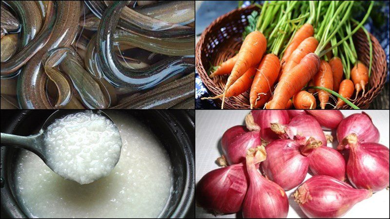 Ingredients for eel carrot porridge