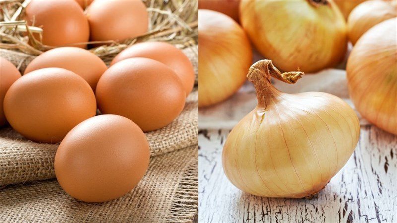 Ingredients for the dish onion stir-fried with chicken eggs