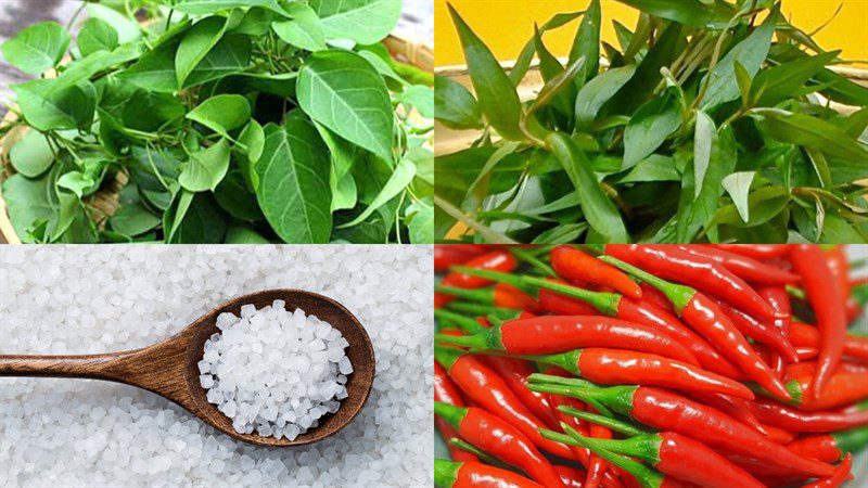 Ingredients for the dish chili salt with rice paddy herb