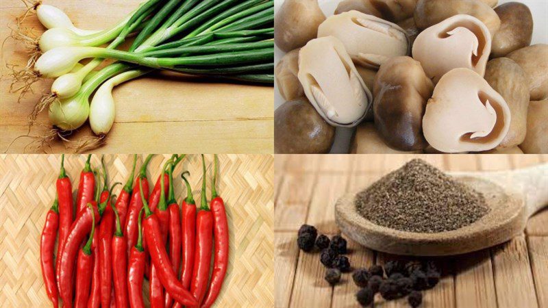 Ingredients for braised straw mushrooms with pepper