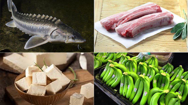 Ingredients for the dish of sturgeon fish braised with bananas and tofu