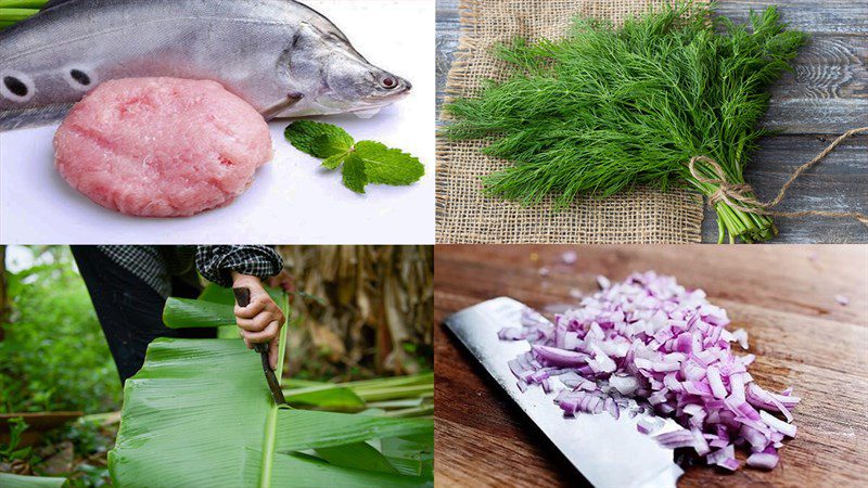 Ingredients for banana leaf fish cake