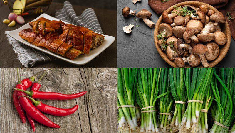 Ingredients for roasted duck stir-fried with sour vegetables, roasted duck stir-fried with shiitake mushrooms