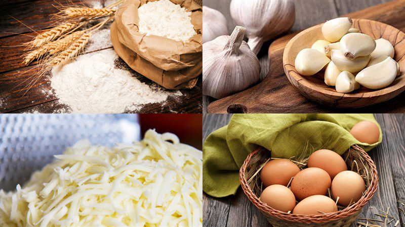 Ingredients for garlic butter bread with cheese