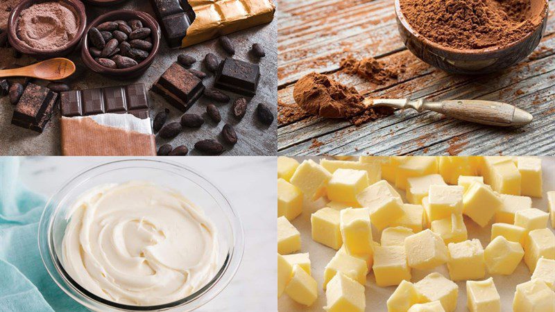 Ingredients for chocolate cake without flour and baking powder