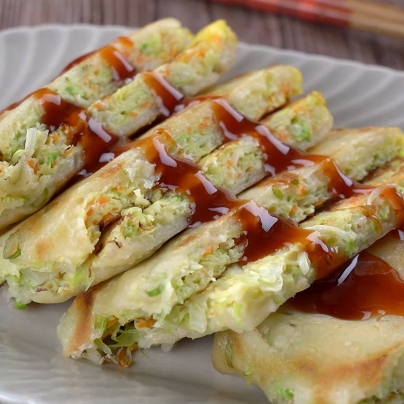 Step 5 Completion Fried scallion pancake with cabbage