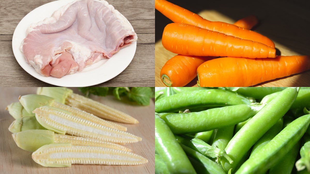 Ingredients for the dish and how to make stir-fried pig intestines with mixed vegetables