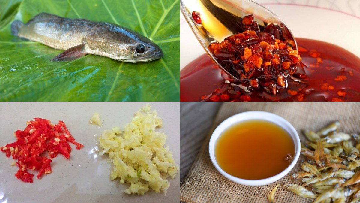 Ingredients for making grilled snakehead fish using an air fryer