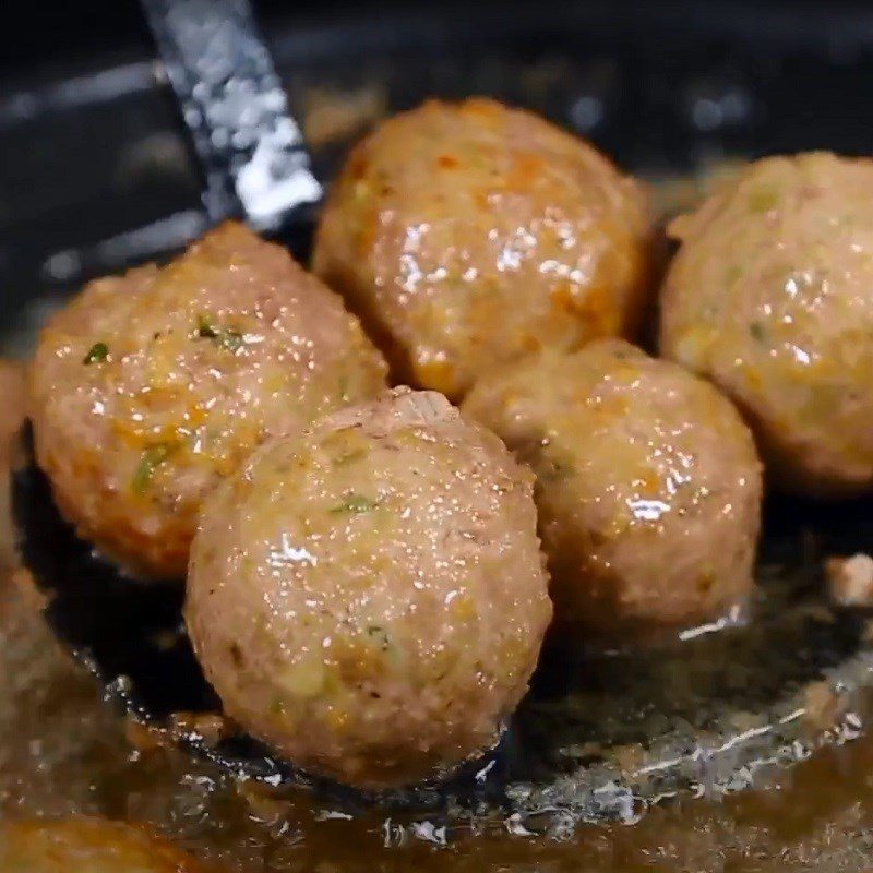 Step 4 Frying meatballs Stuffed mushroom meatballs