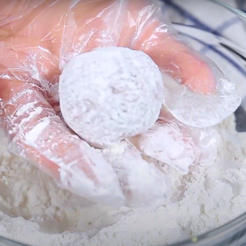 Step 4 Frying the meatballs Pork meatballs wrapped with straw mushrooms