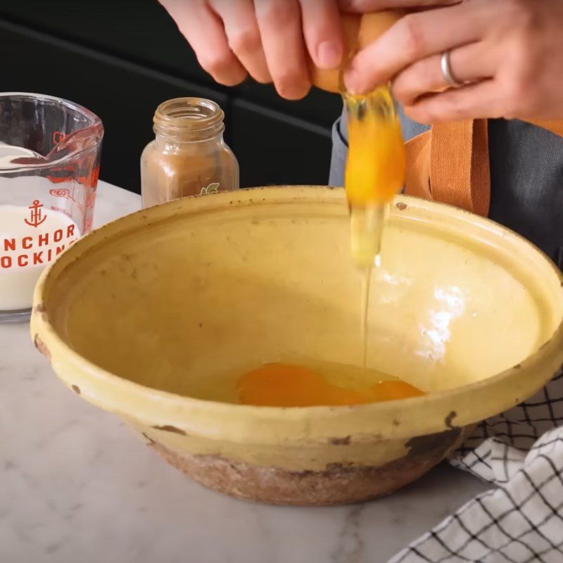 Step 1 Prepare the egg and milk mixture for French toast using an air fryer