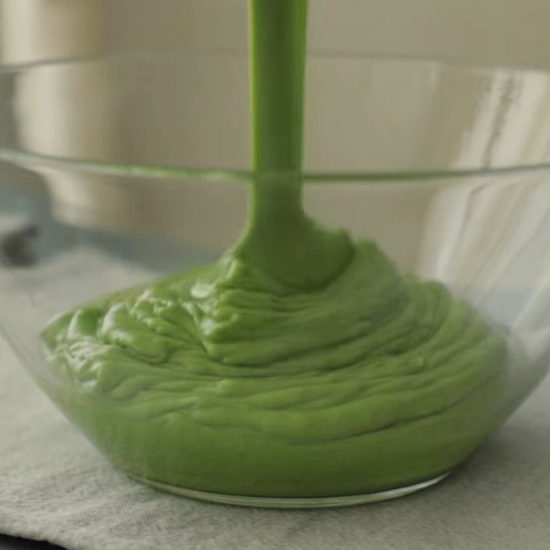 Step 4 Double boiler method for matcha powder mixture Green tea (matcha) cheese tart