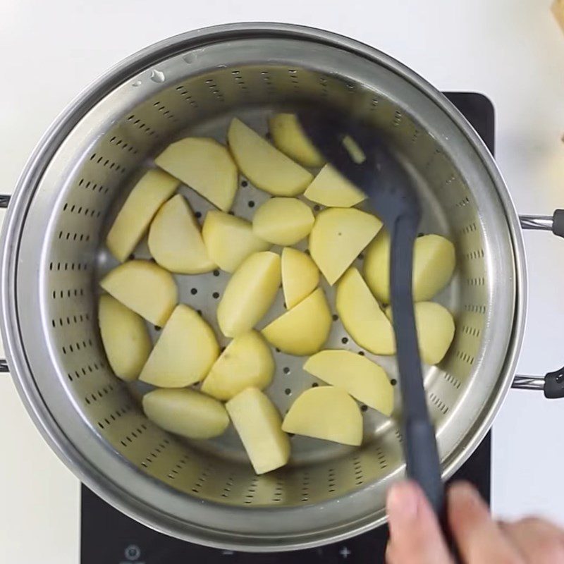 Step 1 Steam the potatoes for Cheese Potato Korokke