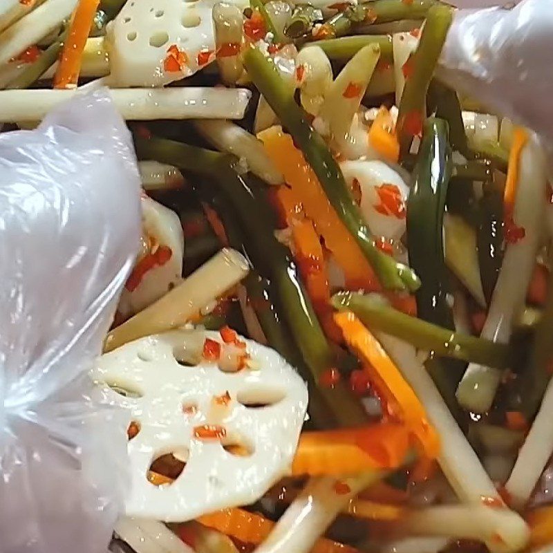 Step 4 Mixing Kimchi Lotus Root Kimchi