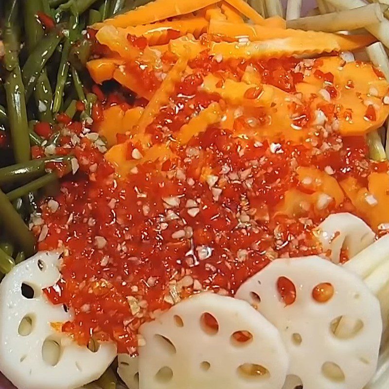 Step 4 Mixing Kimchi Lotus Root Kimchi