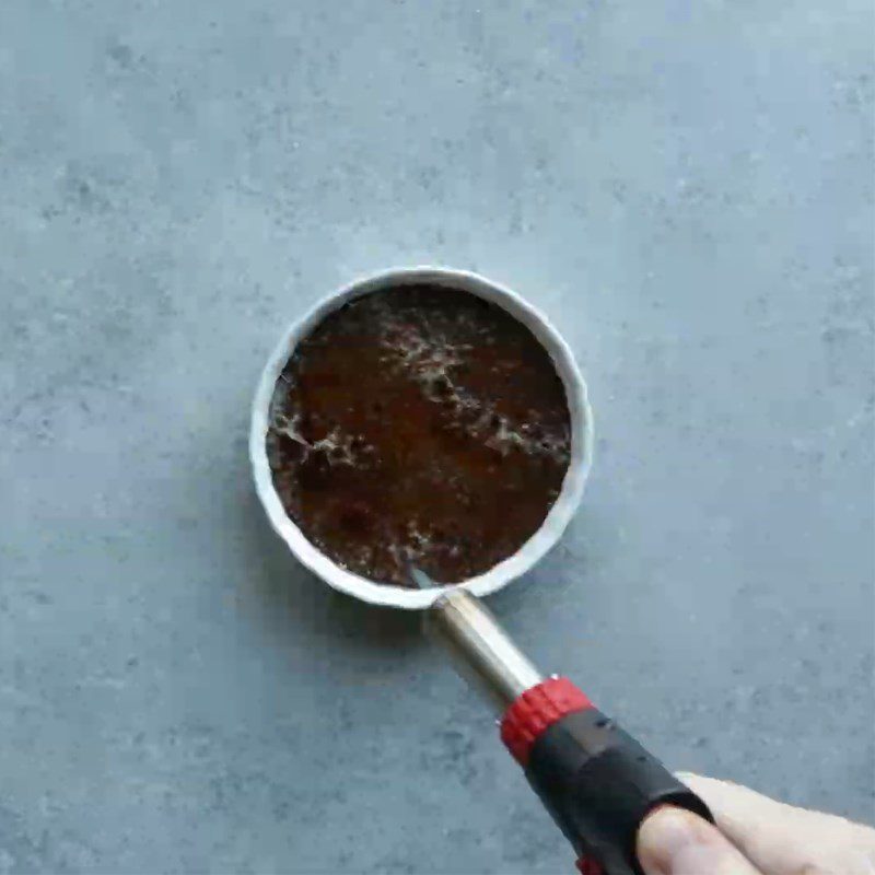 Step 4 Caramelizing Sugar - dark chocolate creme brulee