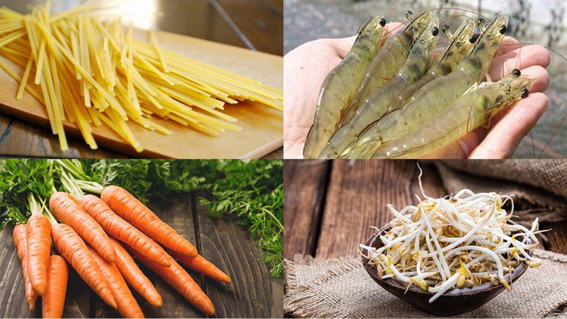 Ingredients for shrimp fried noodles