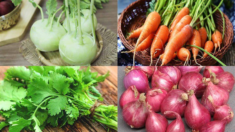 Ingredients for stir-fried kohlrabi and carrot dish