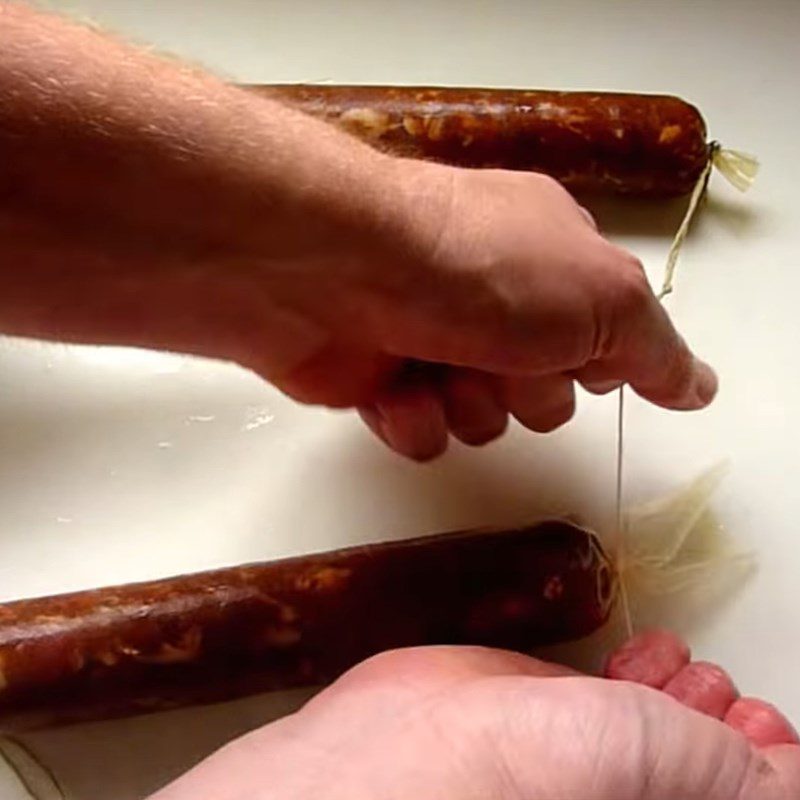 Step 4 Stuff the meat Sausage with collagen casing - pepperoni