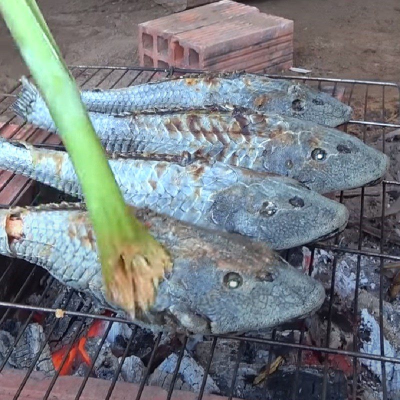 Step 3 Grilling the fish Grilled Snakehead Fish with Satay using air fryer