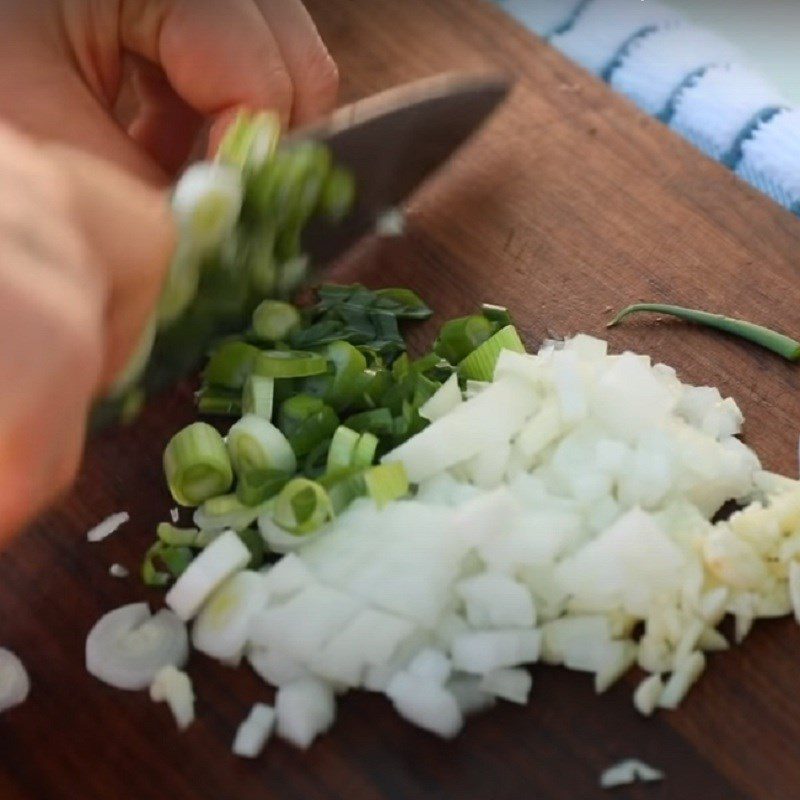 Step 3 Prepare other ingredients Korean seafood kimchi fried rice