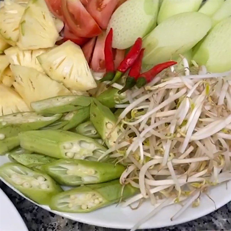 Step 2 Prepare other ingredients Grouper cooked with sour soup and water morning glory