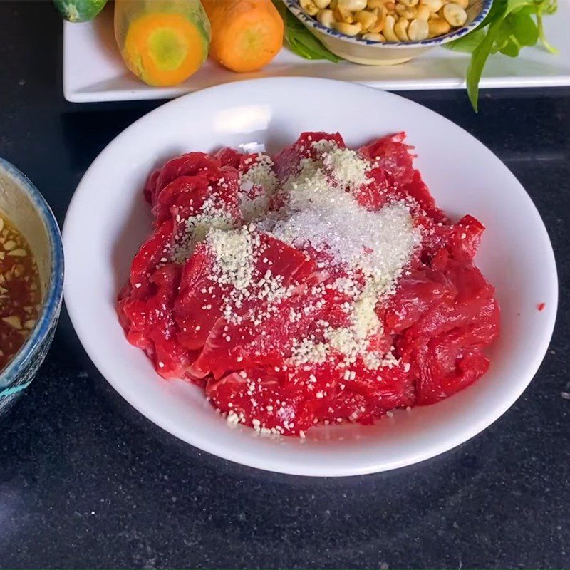 Step 1 Prepare and marinate the beef for Colorful Beef Salad