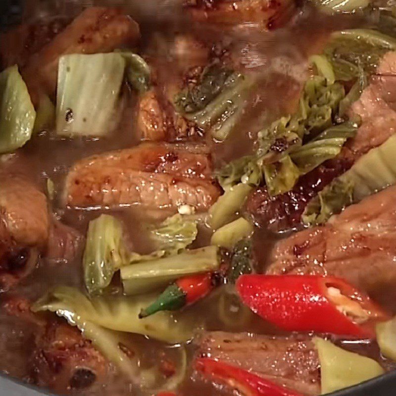 Step 3 Cooking dish Braised Ribs with Pickled Cabbage