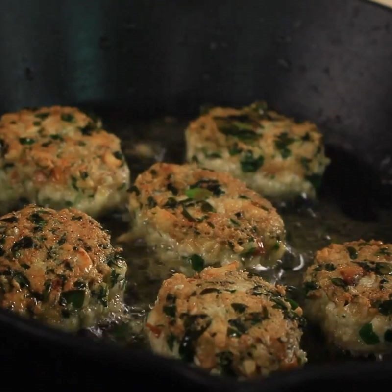 Step 3 Shape and fry Moringa tofu cake