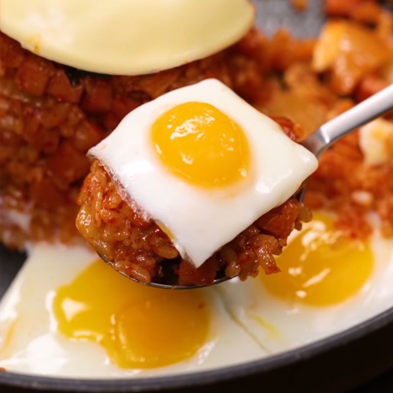 Step 4 Final product Kimchi Fried Rice with Quail Eggs