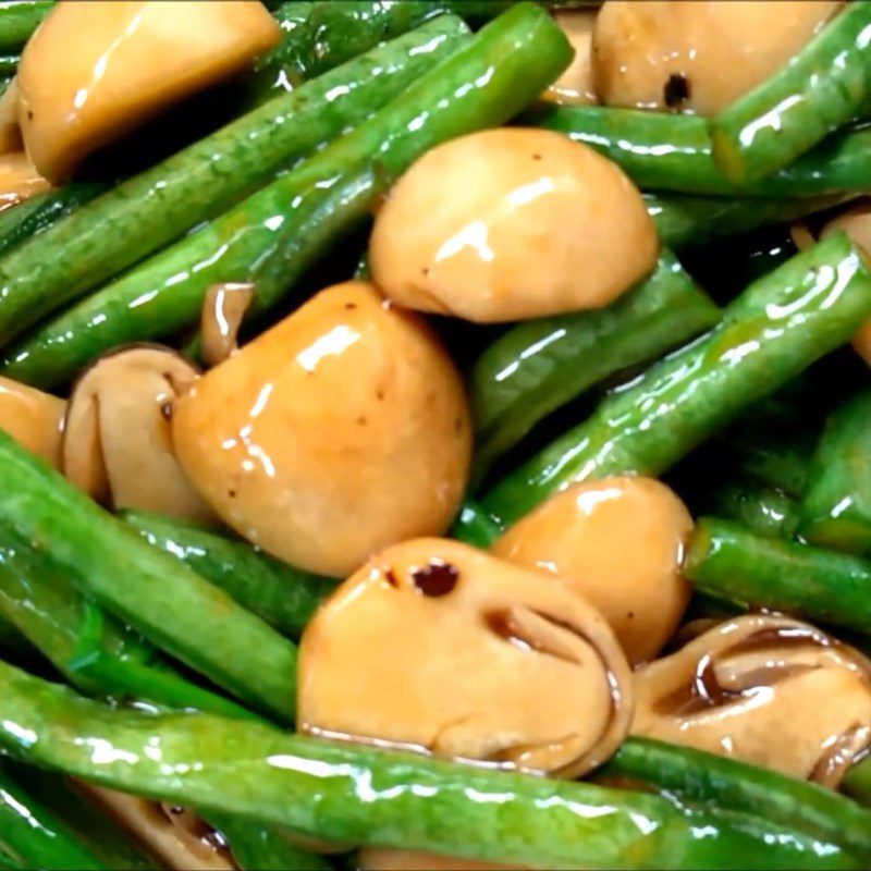 Step 3 Final Product Stir-fried Straw Mushrooms with Long Beans