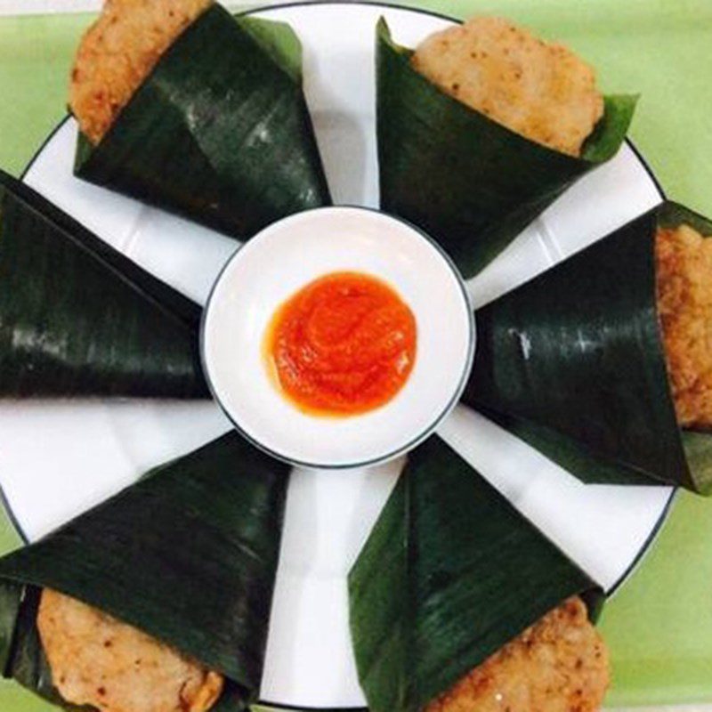 Step 4 Final product Wrapped fish cake in banana leaf