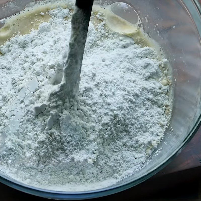 Step 1 Mix the dough for chocolate Nutella stuffed fried donuts