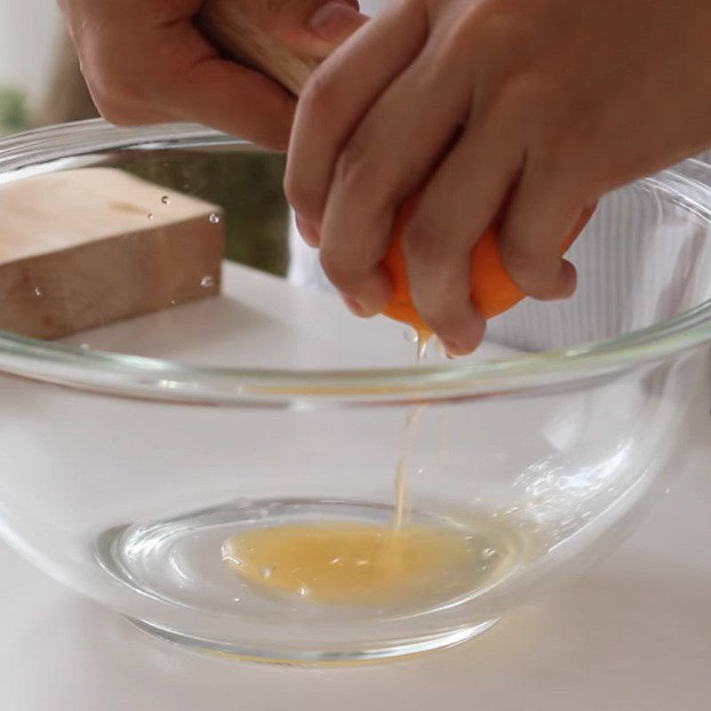 Step 1 Squeeze orange juice for Orange Mousse