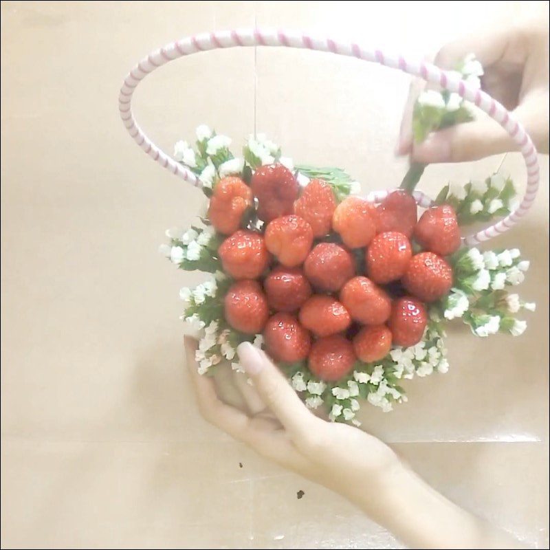 Step 3 Additional Decoration Arranging the strawberry flower basket