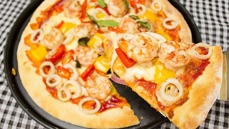 Seafood pizza