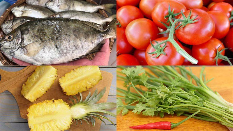 Ingredients for the dish of fish cooked with vegetables