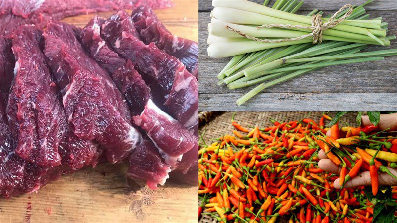 Ingredients for buffalo meat braised with lemongrass and braised potatoes