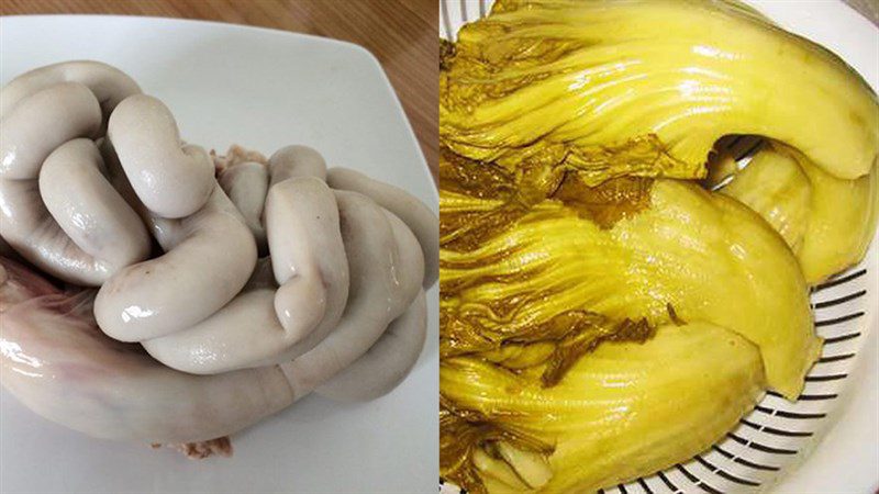 Ingredients for stir-fried intestines with pickled mustard greens, stir-fried intestines with cabbage