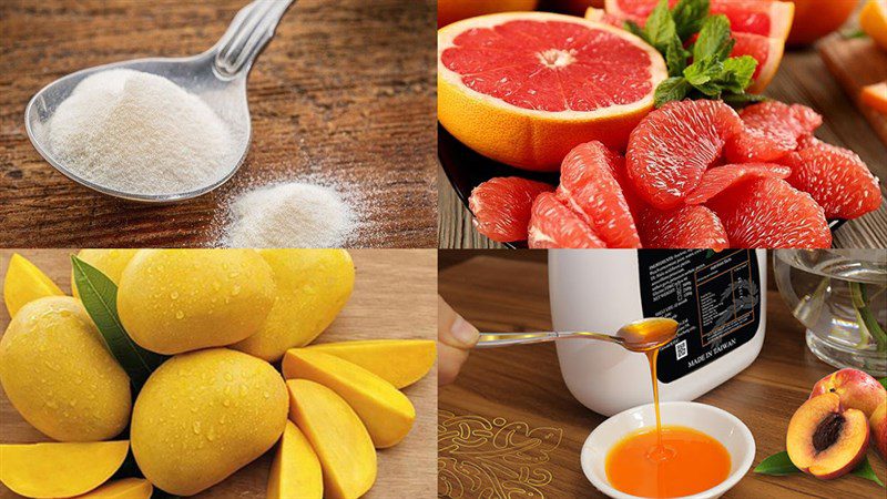 Ingredients for mango grapefruit jelly dish