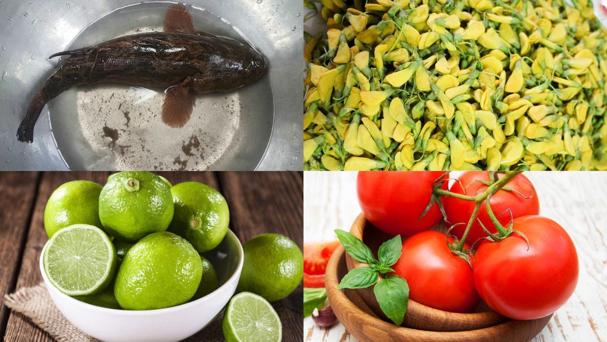 Ingredients for sour soup with giant goby fish