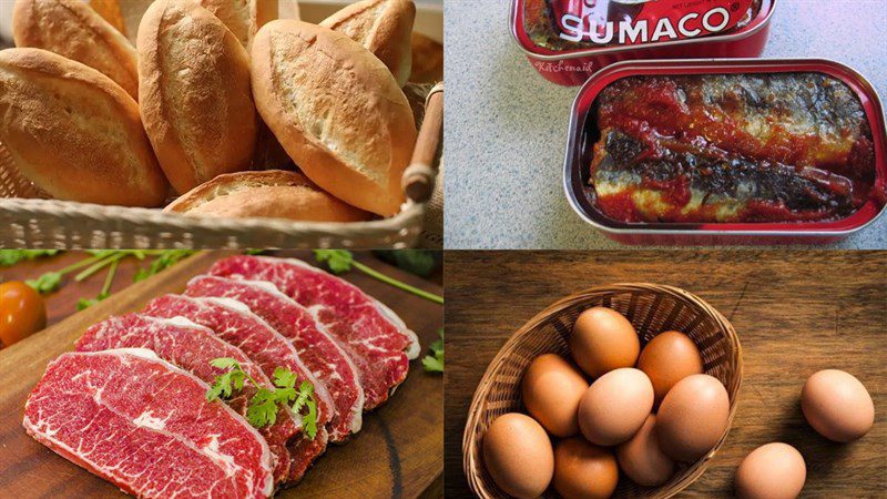 Ingredients for the dish 2 ways to make canned sardine bread