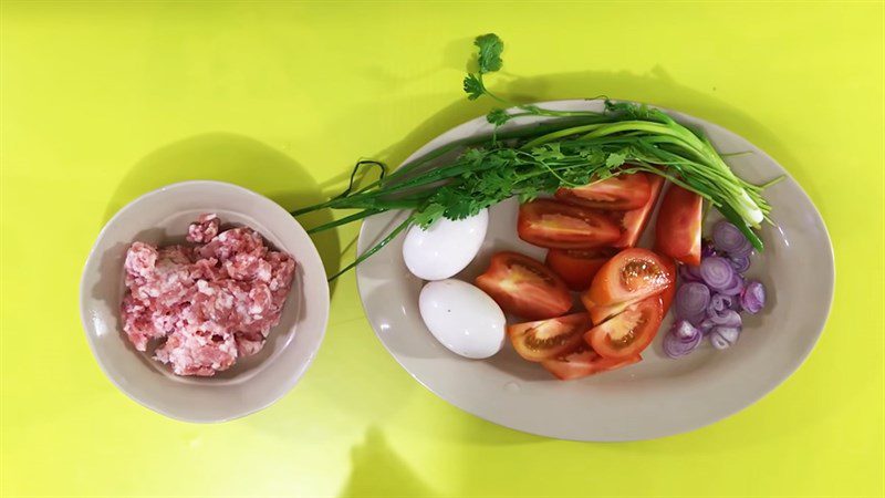 Ingredients for the dish 2 tomato egg soup