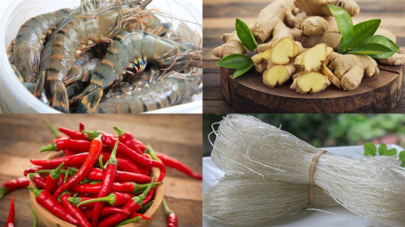 Ingredients for the dish shrimp khai hoa phu quy