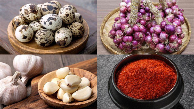 Ingredients for fried quail eggs with fish sauce